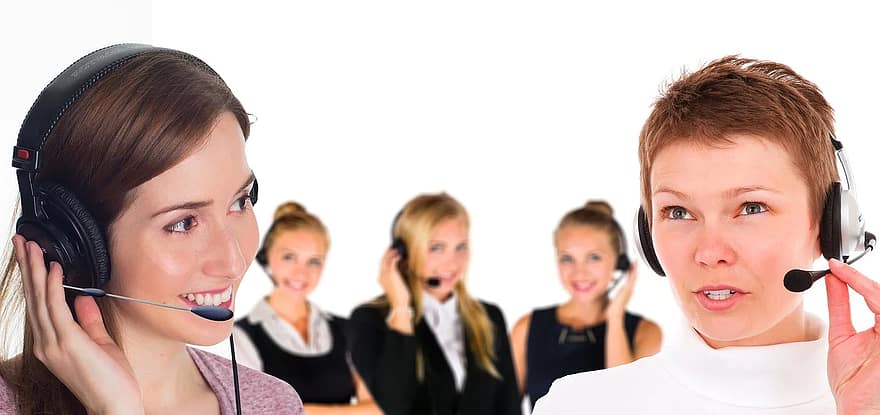 Call Center Headset Woman Service Consulting Information Talk Continents Global